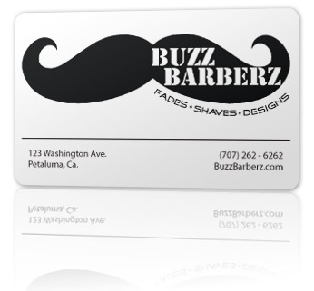 funny mustache plastic business card