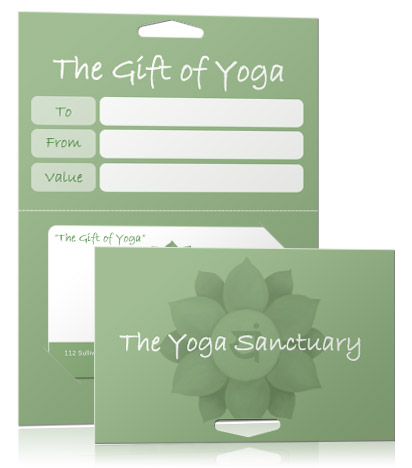 Gift of Yoga gift card and custom backer