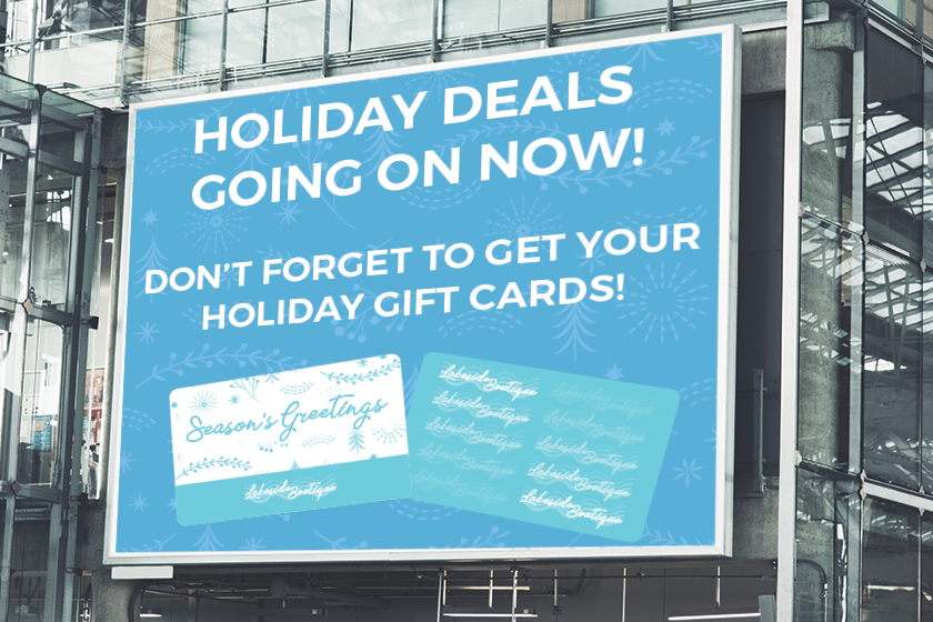 Billboard for custom gift cards for the holidays