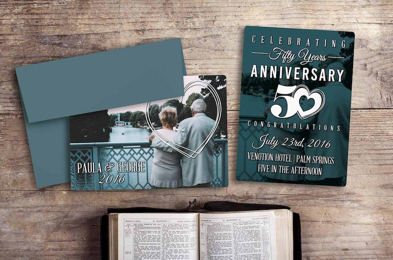 Example of Custom 50th Anniversary Plastic Invitation