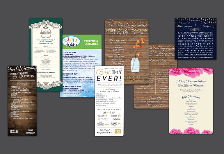 Wedding Programs and Business Event Program Cards