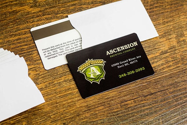 Ascension Brewing Company gift card sleeves