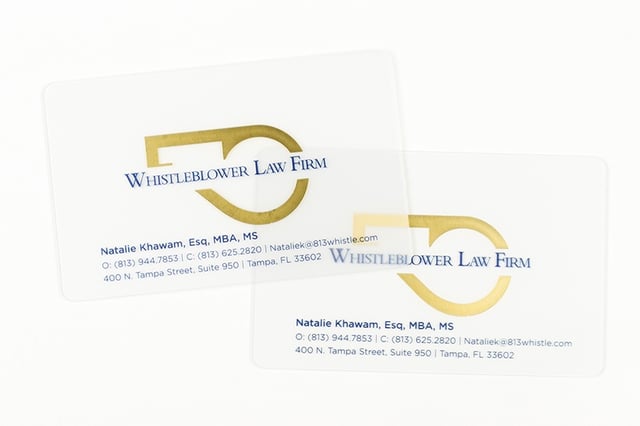 Business Card Satin Frosted Gold Foil Whistleblower Law Firm