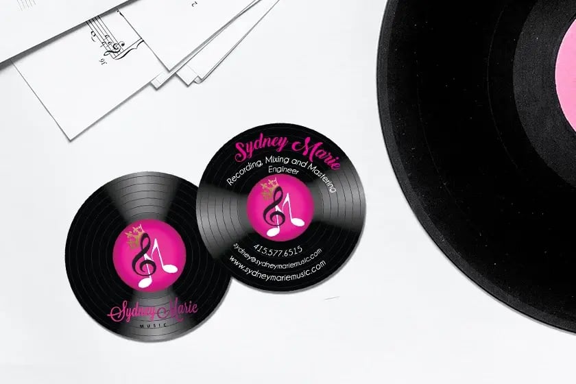 Business-Card-Circle-Round-Record-Sydney-Marie-Music-KT2005-RB083273-Sample