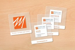 Clear Business Cards In the Shape of a Square