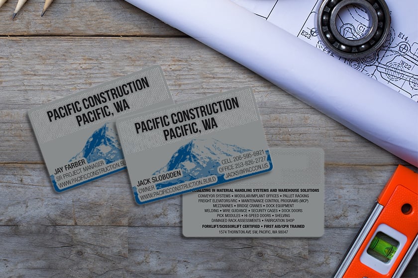  Metal Business Cards Example from Pacific Construction Milton INC.