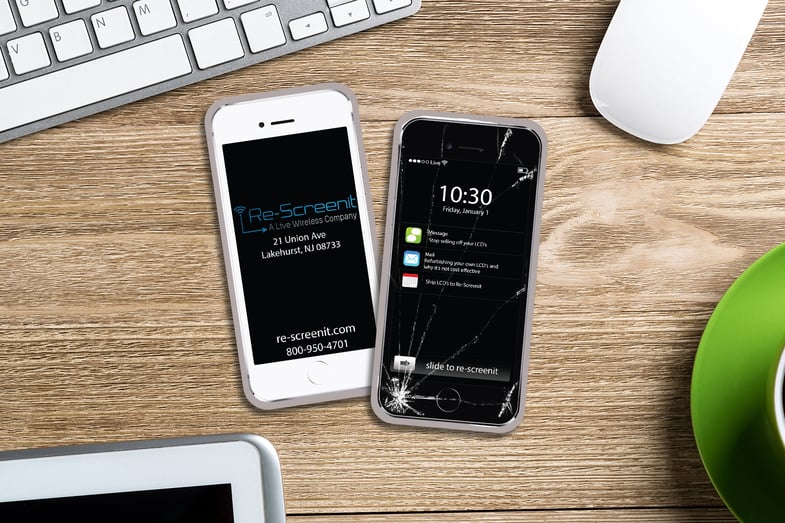 iPhone shaped business cards for Re-Screenit Wireless Company