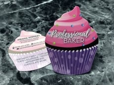 Die Cut Business Cards in the shape of a Cupcake - Bakery Business Card