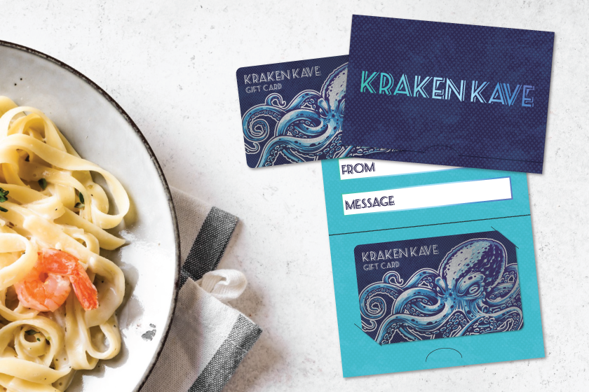 Gift-Card-Backer-Metallic-Silver-Kraken-Kave-Restaurant-Mock-Up-840x560