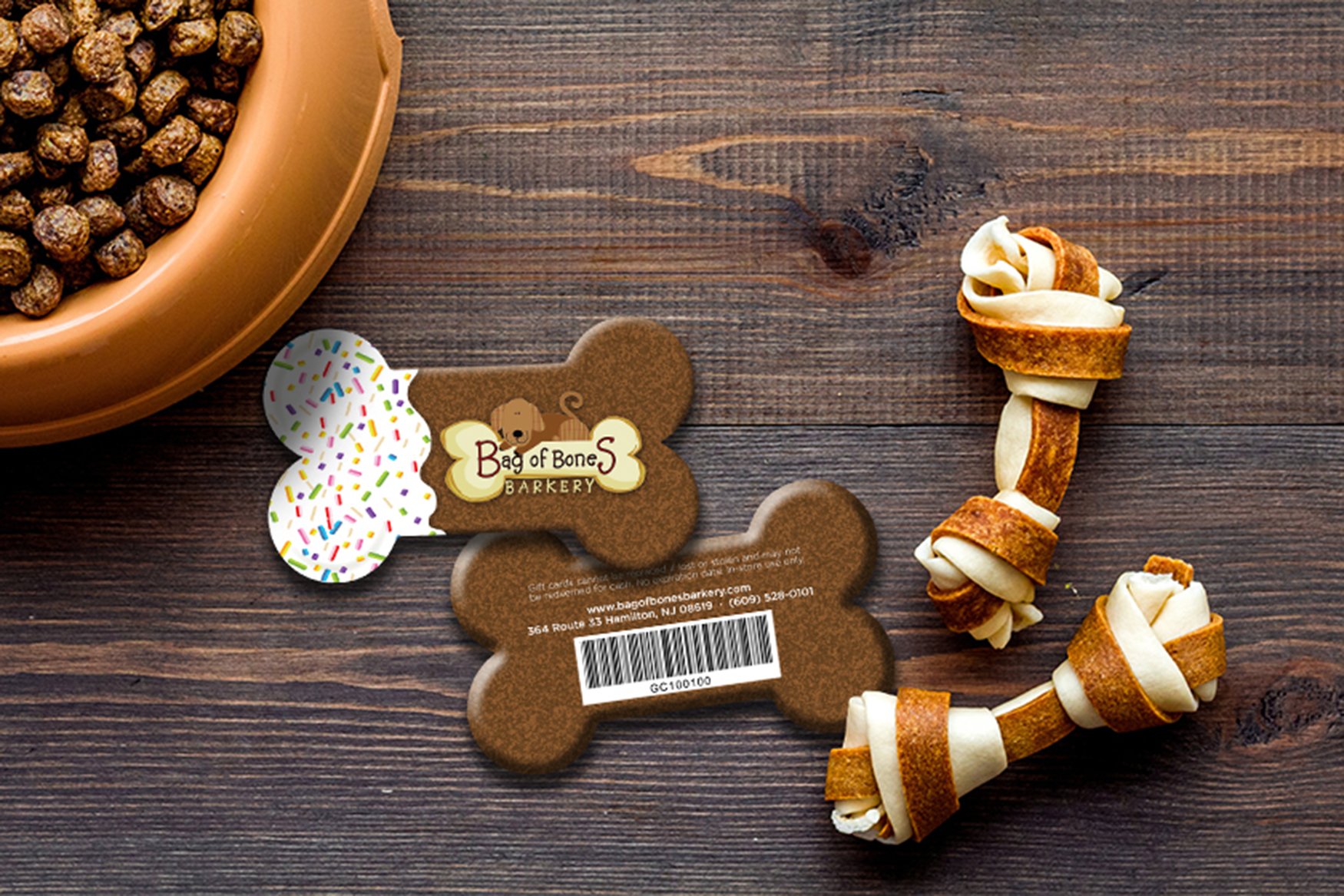 Die cut gift cards for a pet store