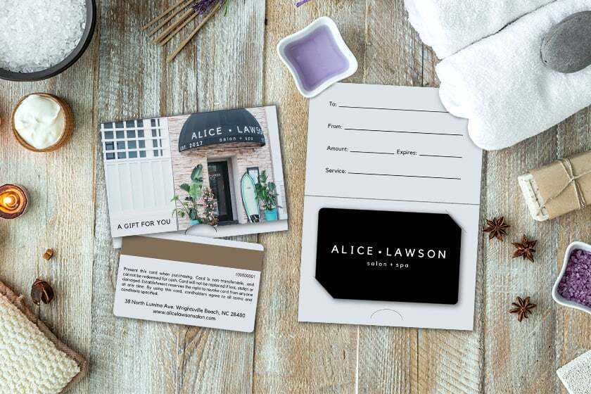 Sleek Black Salon and Spa Gift Card with Writeable Holders