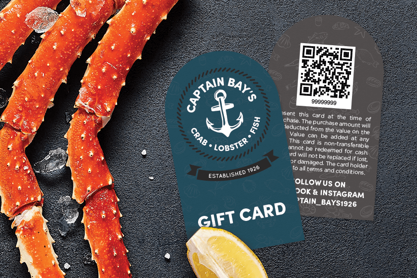 Gift-Card-Custom-Shape-KT2175-Rounded-QR-Code-Restaurant-Captain-Bays-Mock-Up-840x560