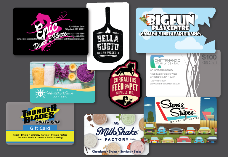 Gift card designs from Plastic Printers