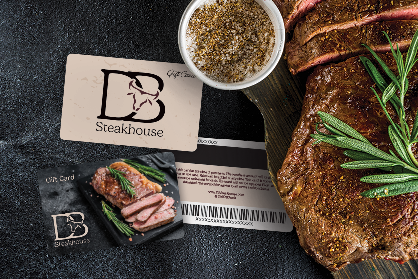 Multiple Versions of a Steakhouse's Gift Cards