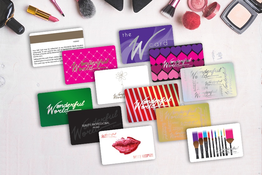 Plastic gift cards featuring an amazing design