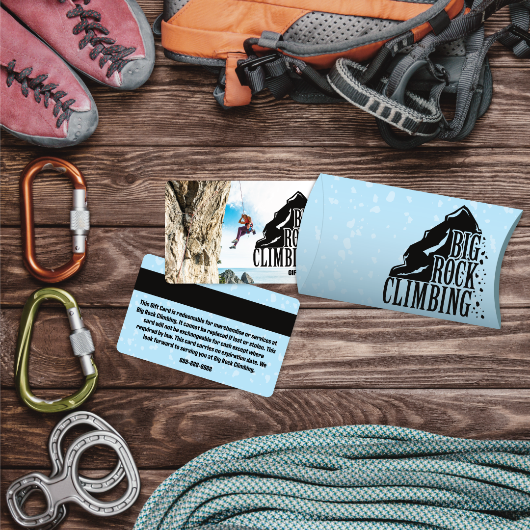 Rock Climbing Gym Gift Cards with Matching Sleeves