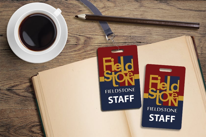 Staff badges custom printed by Plastic Printers