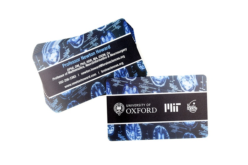 Example of a Custom Frosted Business Card with a Color Accent for the University of Oxford
