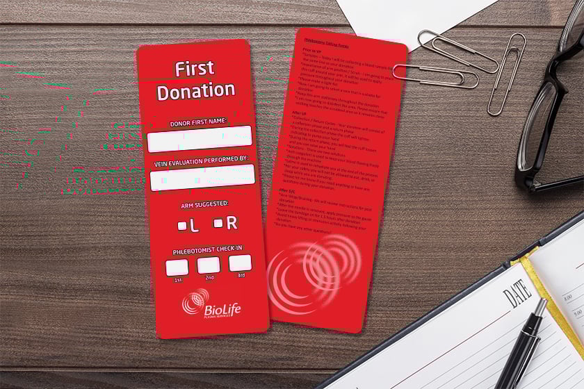 Blood Donor cards for blood or plasma donation