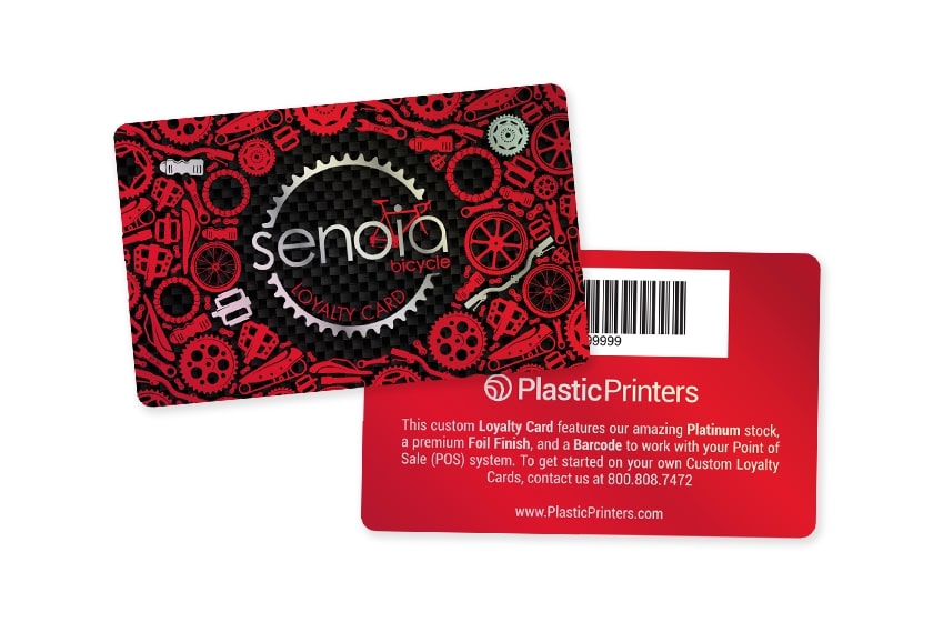 Custom loyalty cards with red foil