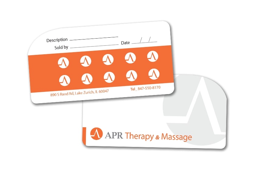 Massage loyalty cards with punch slots for Massage Parlor