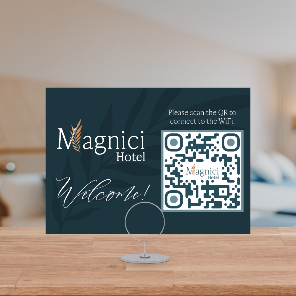 Custom Welcome Stand With Wifi-Encoded Custom LiquidQR QR Code