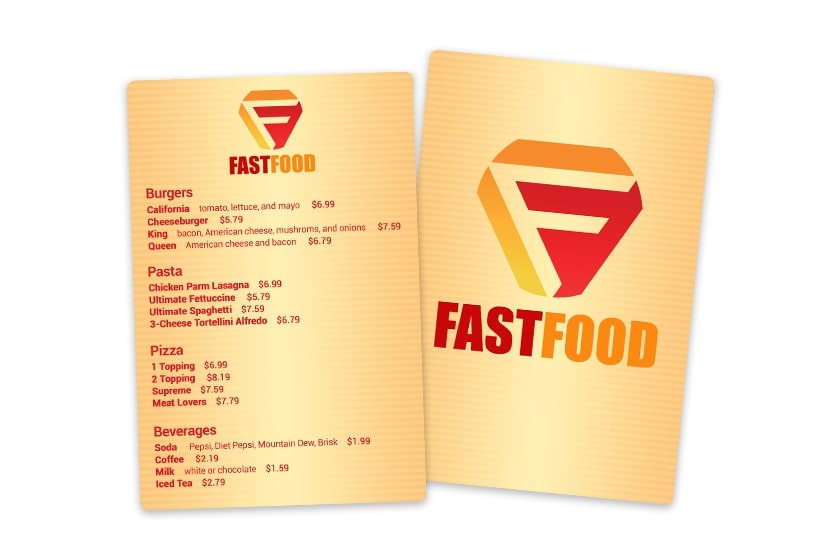 Fast food Menu for your Quick Service Restaurant
