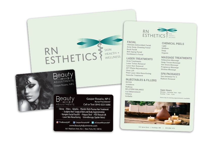 Esthetician Business Cards & Menu