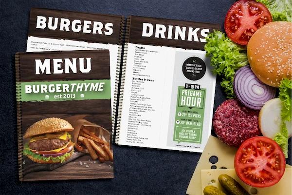 Example of Custom Menu Printing by PlasticPrinters.com