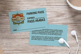 Parking pass on paper for a lake and resort