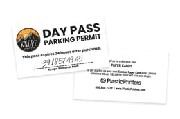 Temporary parking permit printed on paper