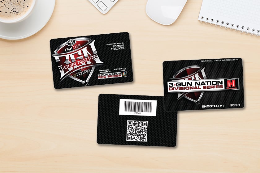 Gun Range Membership Cards with Barcodes and QR Codes