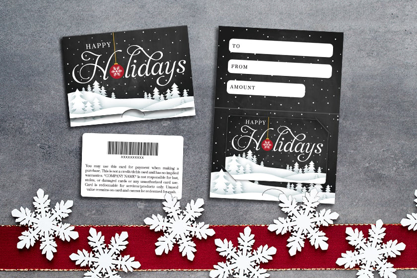 Holiday gift cards and gift card holders