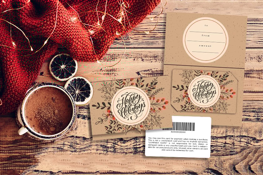 Holiday gift card designs inspired by Kraft paper