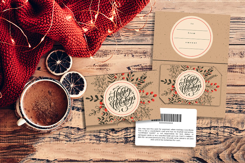 Holiday gift card designs inspired by Kraft paper