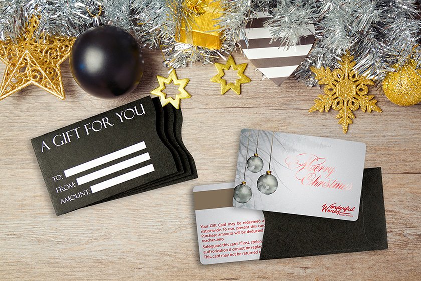 Holiday gift card with foil stamping