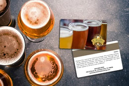 Brewery gift cards with magnetic stripe