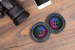 Custom Round Business Cards Shaped Like Camera Lenses