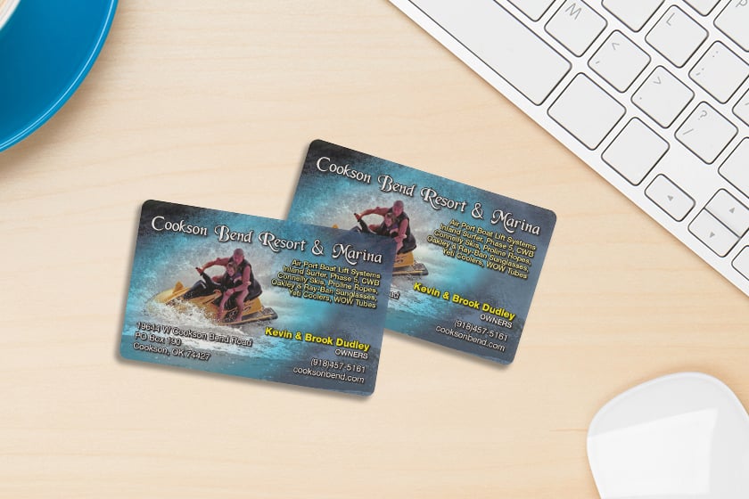 Frosted Plastic Business Cards for Cookson Bend Resort & Marina