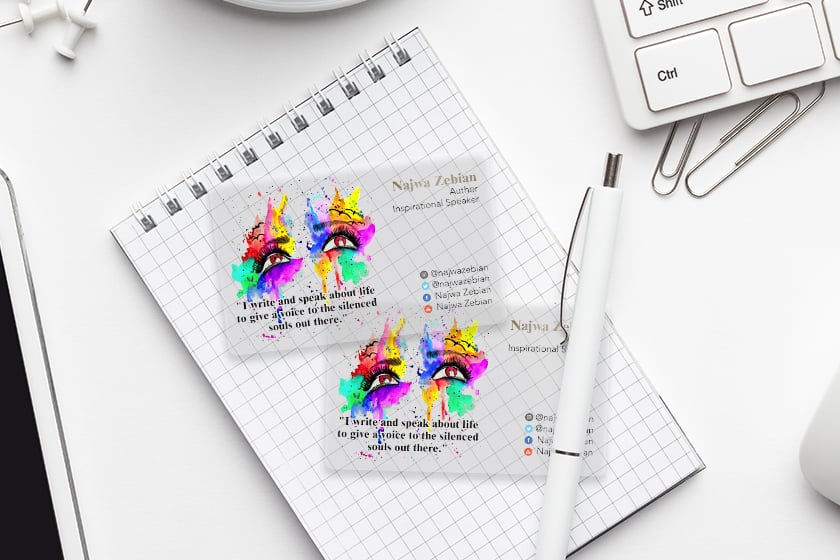 Gold Foil Business Card Example from Najwa Zebian