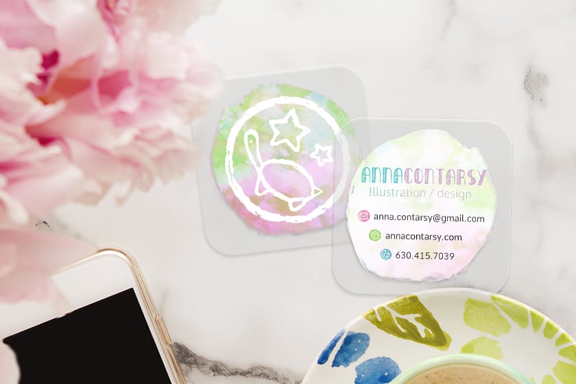 Artist Business Cards in the Shape of a Square