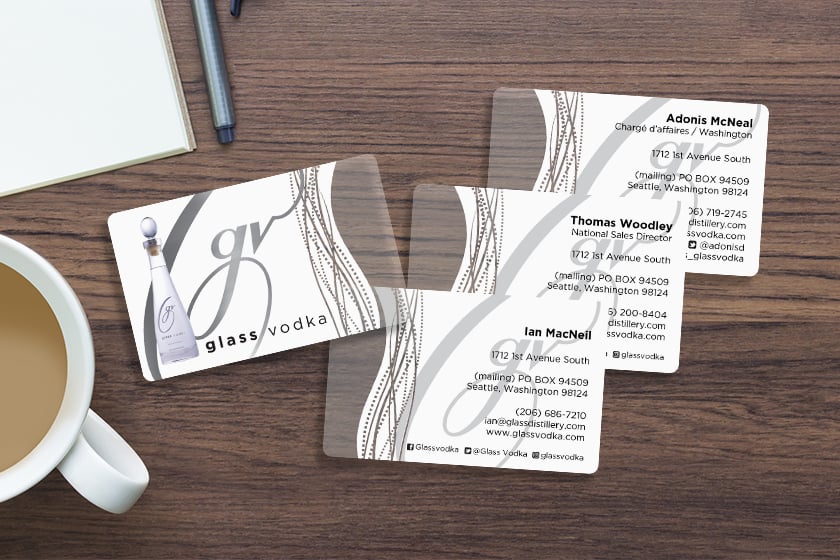 Transparent Business Cards Example for Vodka Distillery