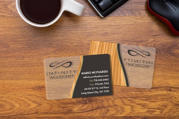 Infinity Woodcraft Frosted Satin Business Cards