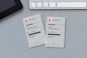 Example of a plastic business card that delivers information and has functional ruler design 