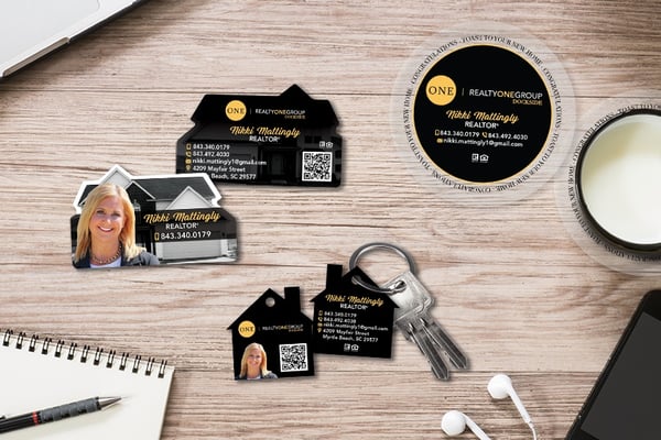 Real Estate Business Card, Coaster and Die Cut Key Tag