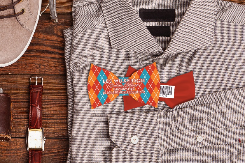 Custom shaped gift cards that look like a bow tie
