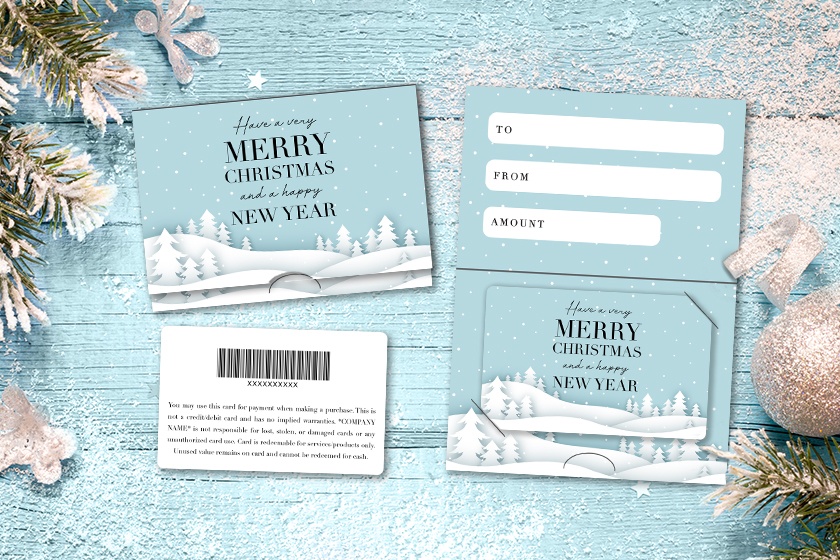 Christmas - Merry Christmas and Happy New Year Blue Snowy Hills