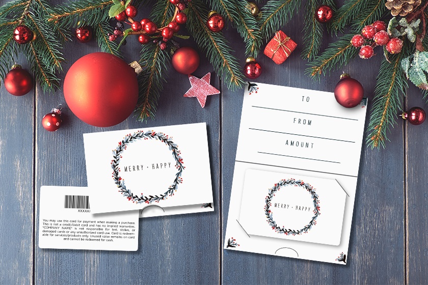 Christmas gift cards with a barcode