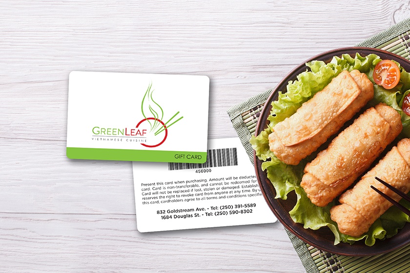 Green Leaf Thai Restaurant Gift Cards with Barcode