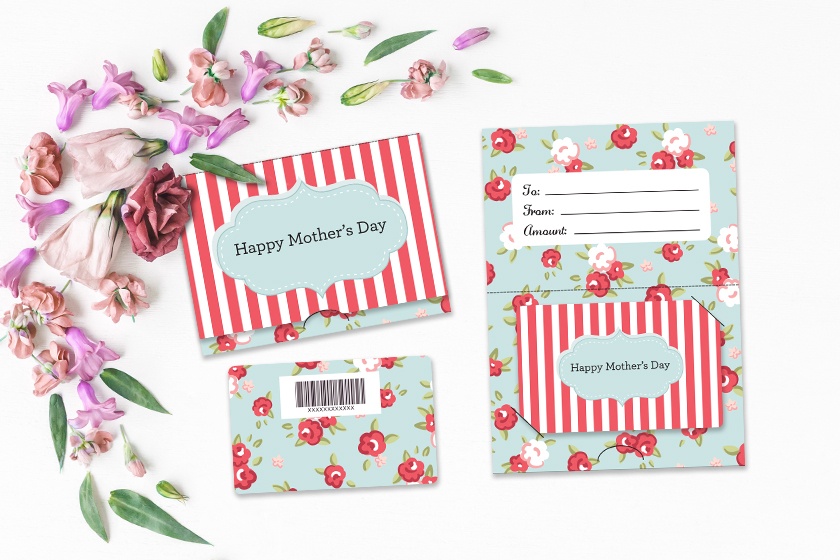 Mother's Day - Happy Mother's Day Floral Pinstripes
